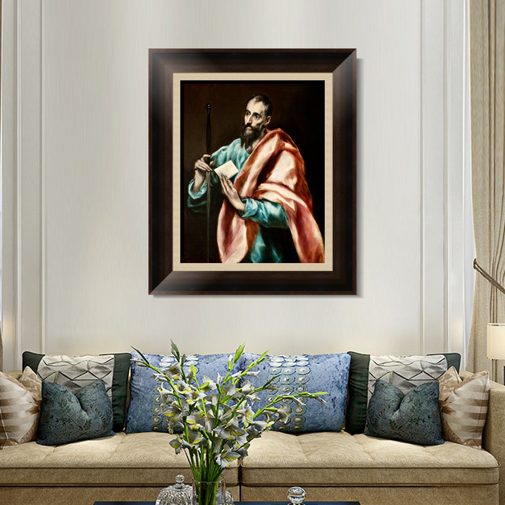 INVIN ART Framed Canvas Art Giclee Print Saint Paul, The Apostle by El Greco Wall Art