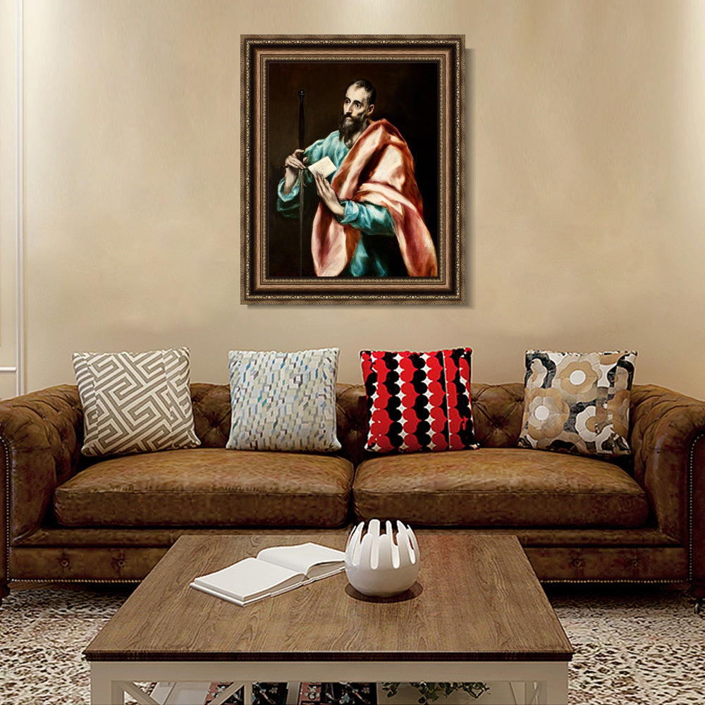 INVIN ART Framed Canvas Art Giclee Print Saint Paul, The Apostle by El Greco Wall Art