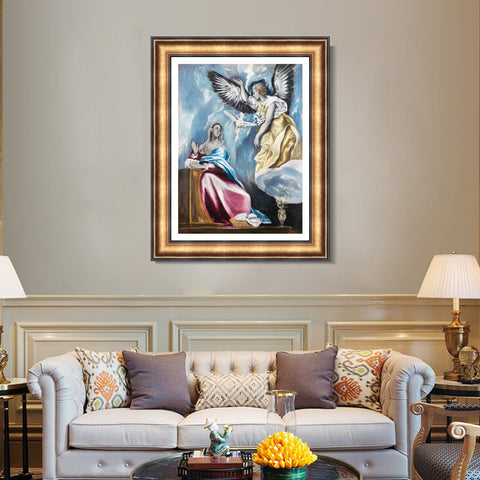 INVIN ART Framed Canvas Art Giclee Print The Annunciation by El Greco Wall Art Living Room Home Office Decorations