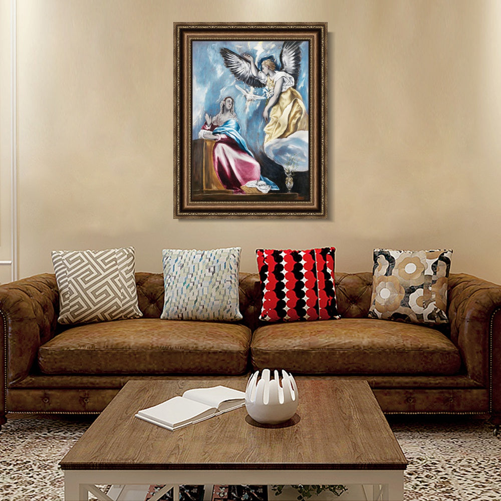 INVIN ART Framed Canvas Art Giclee Print The Annunciation by El Greco Wall Art