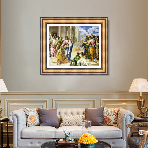 INVIN ART Framed Canvas Art Giclee Print Christ Healing The Blind by El Greco Wall Art Living Room Home Office Decorations