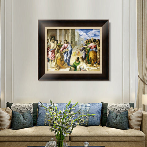 INVIN ART Framed Canvas Art Giclee Print Christ Healing The Blind by El Greco Wall Art Living Room Home Office Decorations