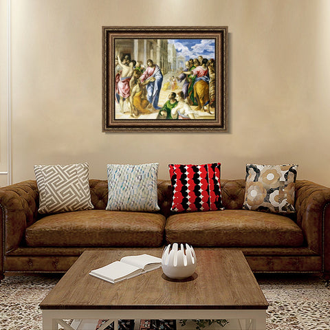 INVIN ART Framed Canvas Art Giclee Print Christ Healing The Blind by El Greco Wall Art Living Room Home Office Decorations