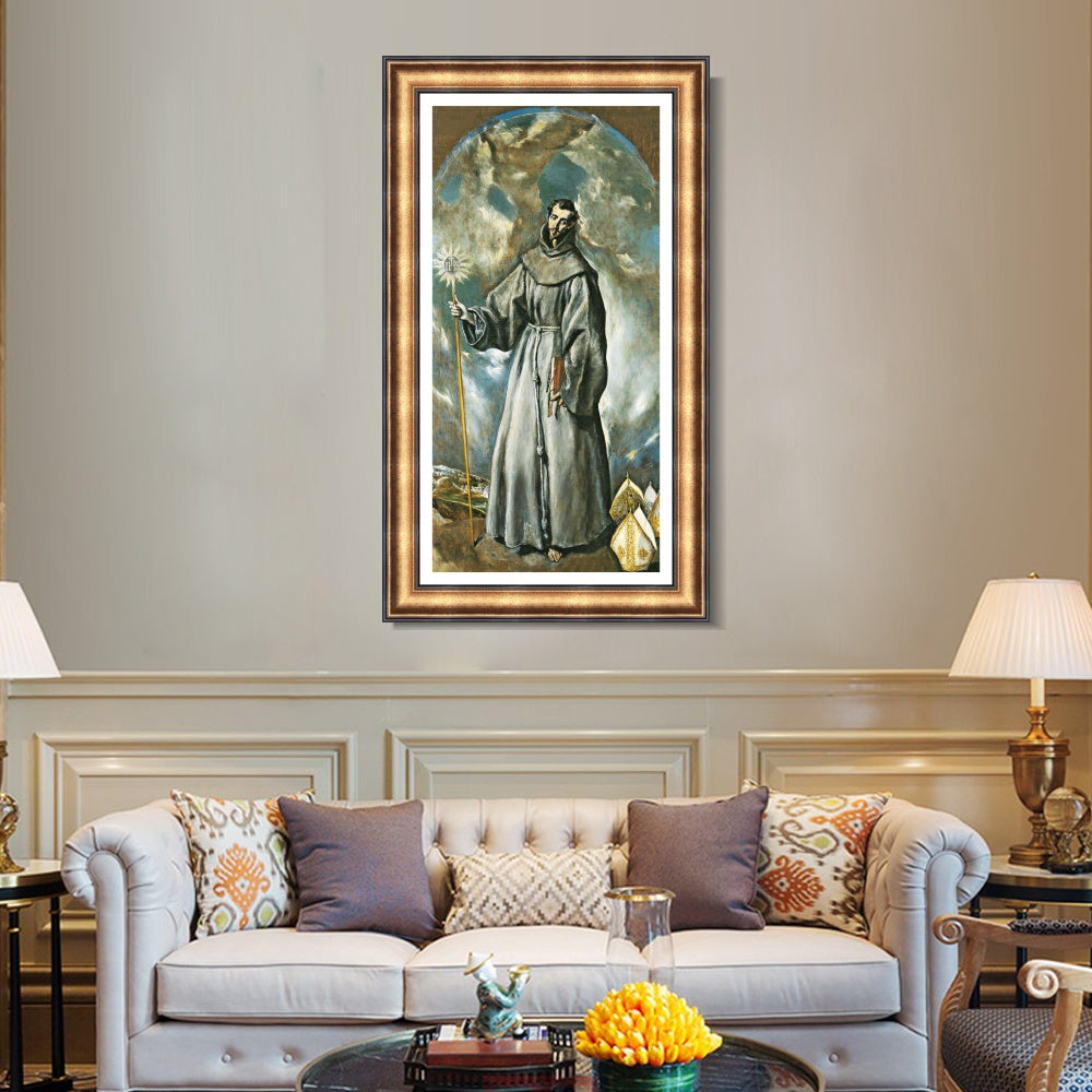 INVIN ART Framed Canvas Art Giclee Print Saint Bernardino 1603 by El Greco Wall Art