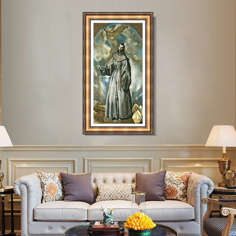 INVIN ART Framed Canvas Art Giclee Print Saint Bernardino 1603 by El Greco Wall Art Living Room Home Office Decorations
