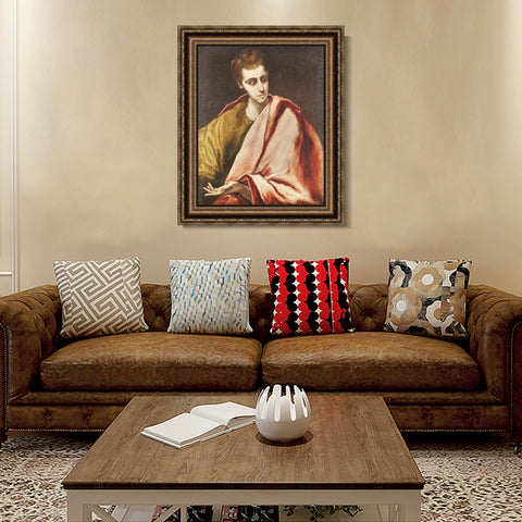 INVIN ART Framed Canvas Art Giclee Print Christ Saint John The Evangelist#59 by El Greco Wall Art Living Room Home Office Decorations