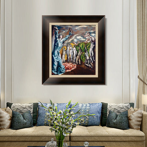 INVIN ART Framed Canvas Art Giclee Print Christ The Opening Of The Fifth Seal by El Greco Wall Art Living Room Home Office Decorations
