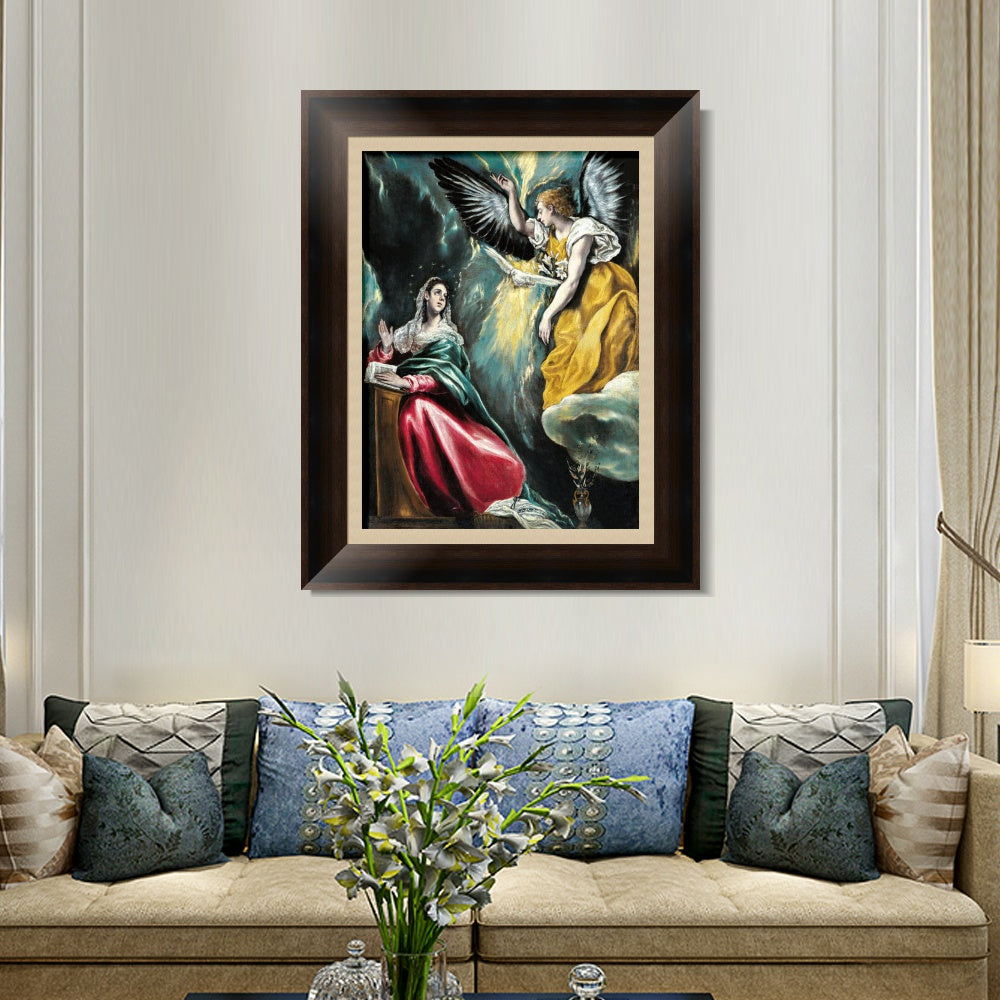 INVIN ART Framed Canvas Art Giclee Print The Annunciation#65 by El Greco Wall Art