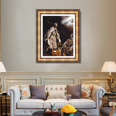 INVIN ART Framed Canvas Art Giclee Print Saint Francis Vision Of The Flaming Torch by El Greco Wall Art Living Room Home Office Decorations