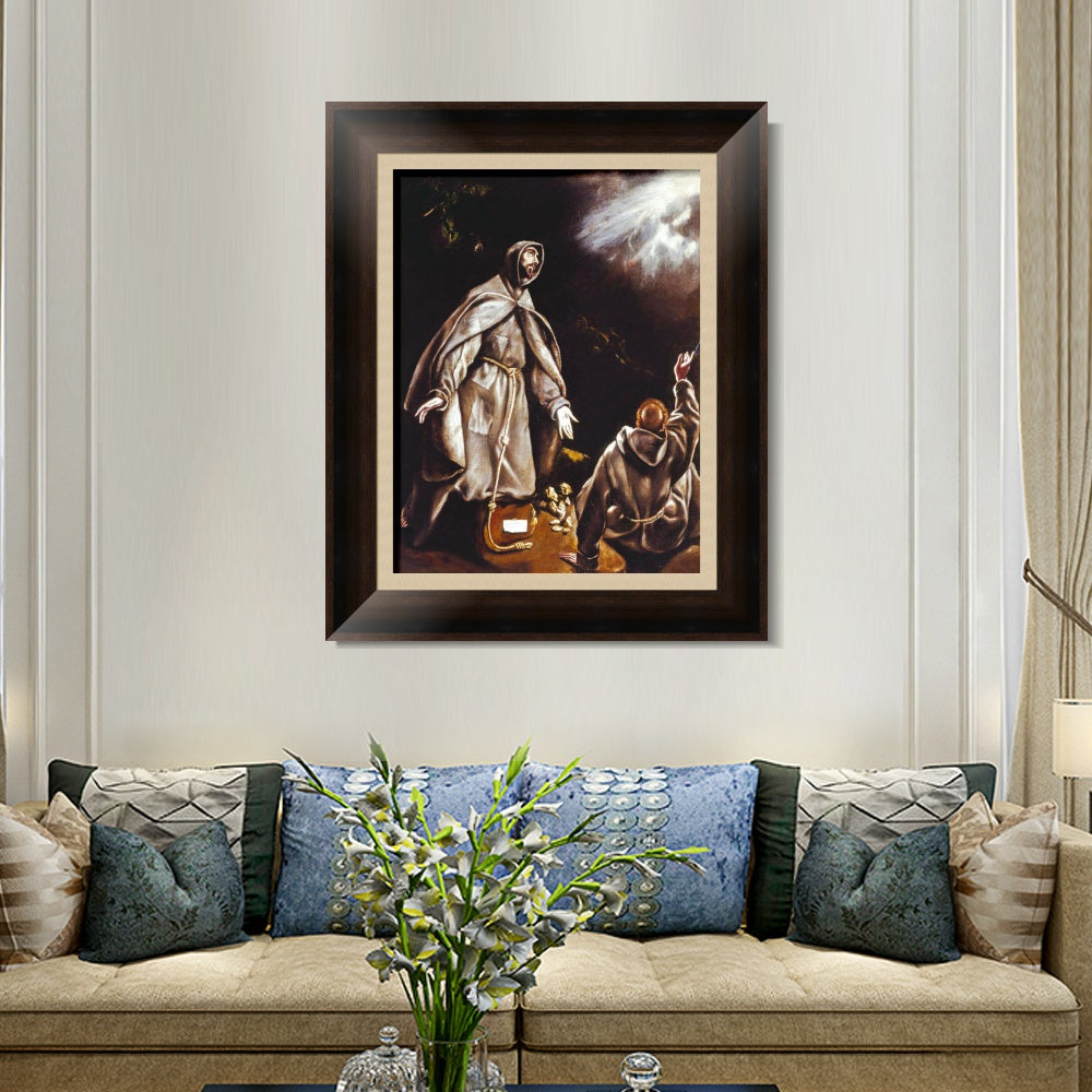 INVIN ART Framed Canvas Art Giclee Print Saint Francis Vision Of The Flaming Torch by El Greco Wall Art