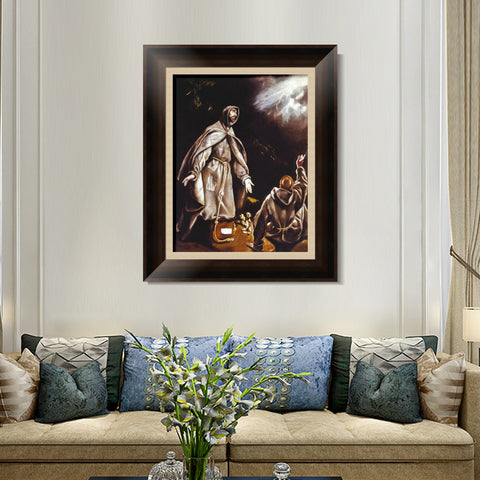 INVIN ART Framed Canvas Art Giclee Print Saint Francis Vision Of The Flaming Torch by El Greco Wall Art Living Room Home Office Decorations