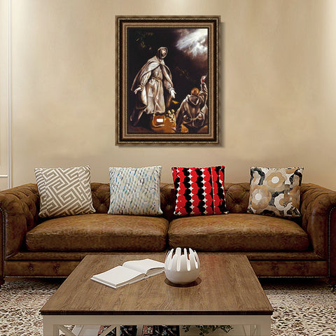 INVIN ART Framed Canvas Art Giclee Print Saint Francis Vision Of The Flaming Torch by El Greco Wall Art Living Room Home Office Decorations