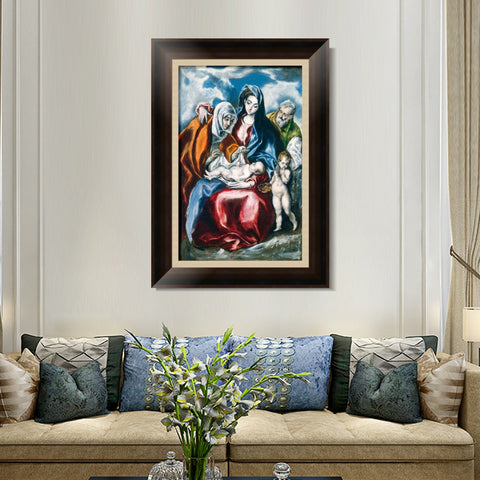 INVIN ART Framed Canvas Art Giclee Print The Holy Family with Saint Anne and The Infant John by El Greco Wall Art