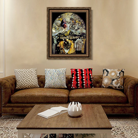 INVIN ART Framed Canvas Art Giclee Print The Burial Of The Count Of Orgaz by El Greco Wall Art Living Room Home Office Decorations