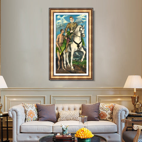 INVIN ART Framed Canvas Art Giclee Print Saint Martin and The Beggar,1597 by El Greco Wall Art Living Room Home Office Decorations