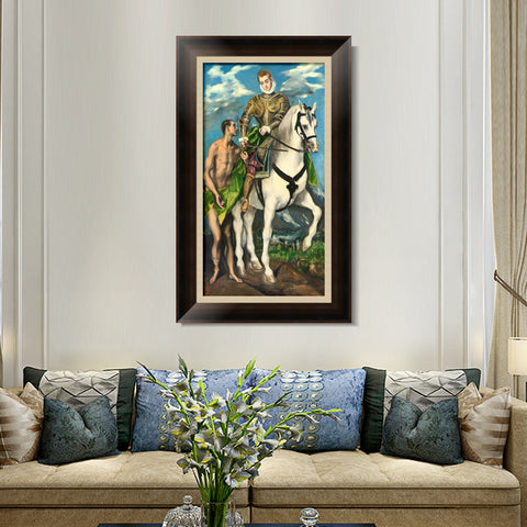 INVIN ART Framed Canvas Art Giclee Print Saint Martin and The Beggar,1597 by El Greco Wall Art Living Room Home Office Decorations