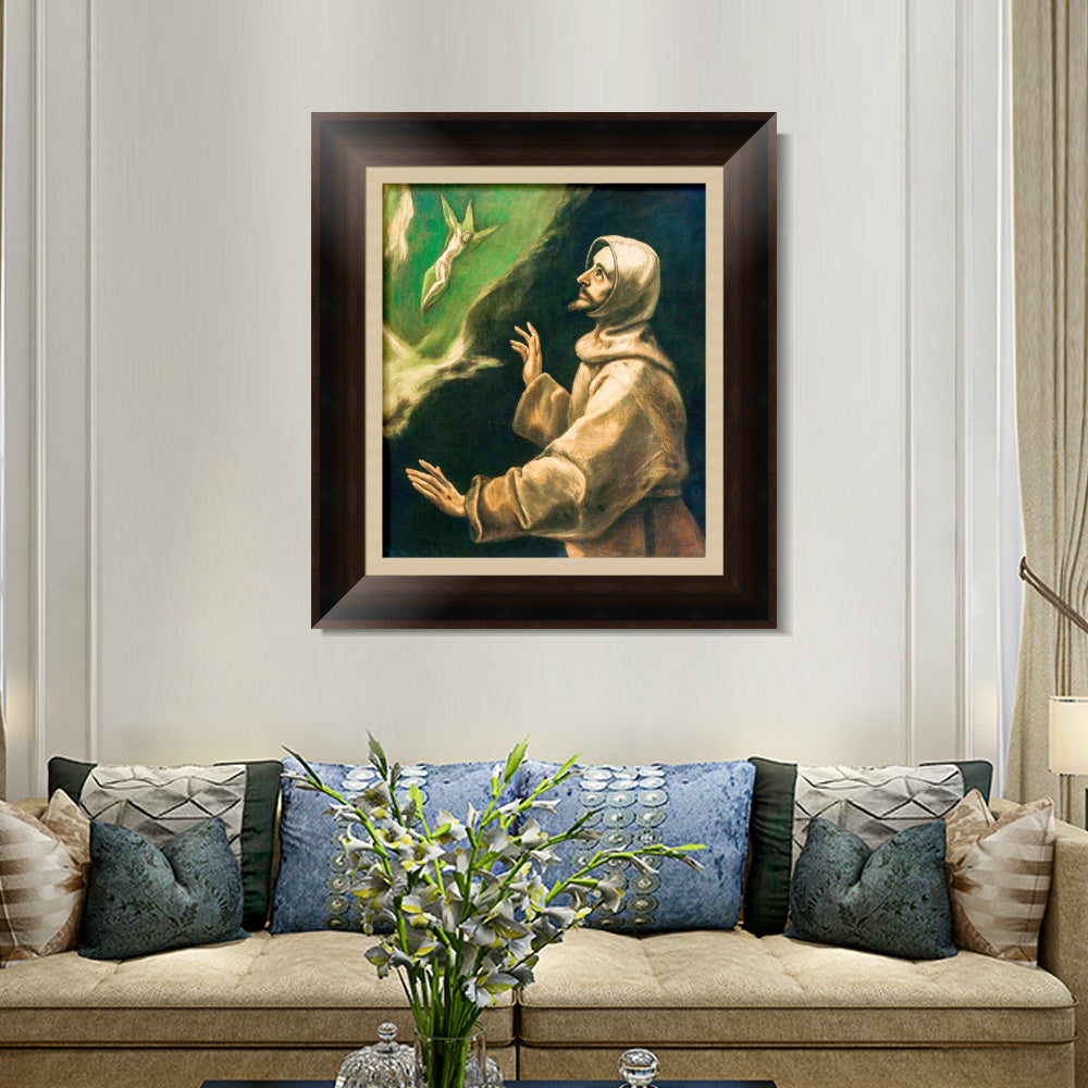 INVIN ART Framed Canvas Art Giclee Print Saint Francis of Assisi Receiving The Stigmata by El Greco Wall Art