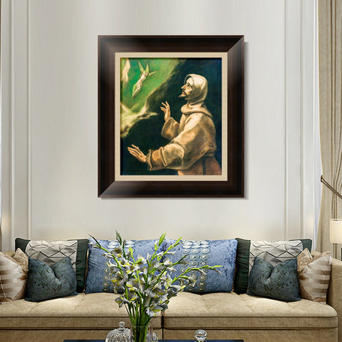 INVIN ART Framed Canvas Art Giclee Print Saint Francis of Assisi Receiving The Stigmata by El Greco Wall Art Living Room Home Office Decorations