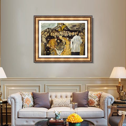 INVIN ART Framed Canvas Art Giclee Print The Burial of The Count of Orgaz,1588 by El Greco Wall Art Living Room Home Office Decorations