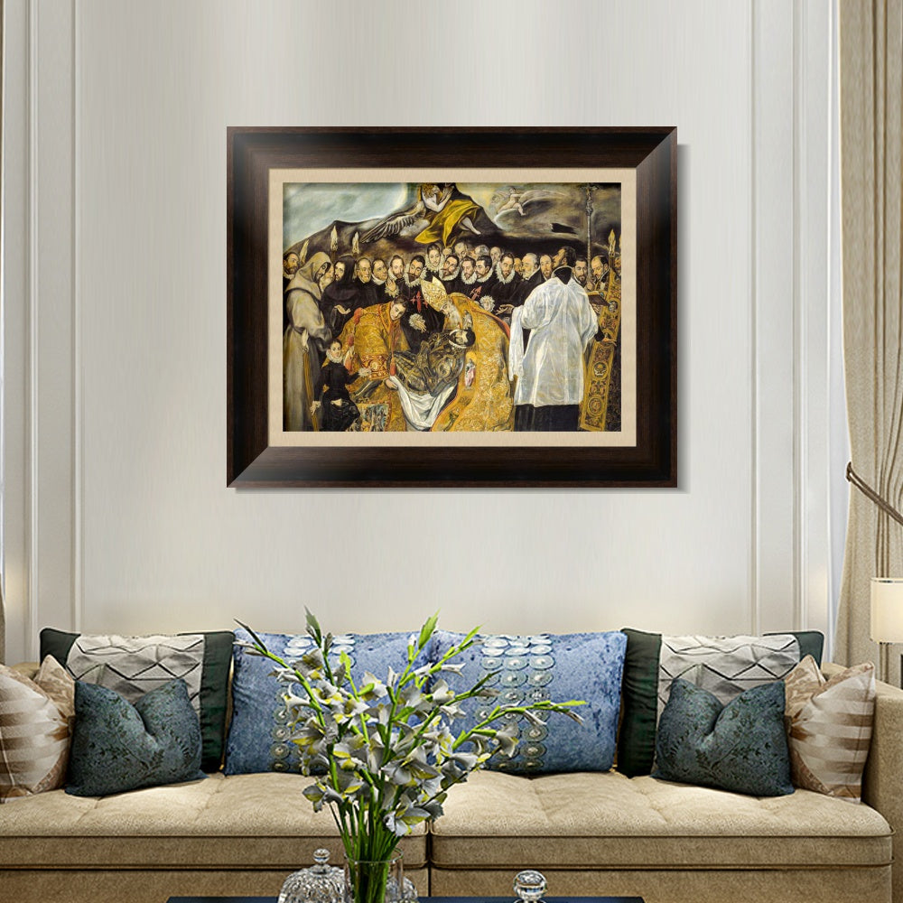INVIN ART Framed Canvas Art Giclee Print The Burial of The Count of Orgaz,1588 by El Greco Wall Art