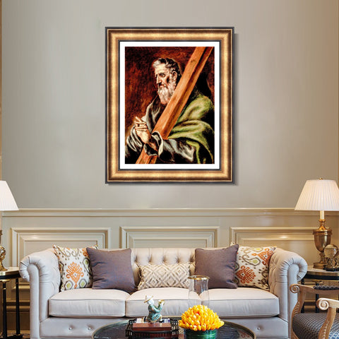 INVIN ART Framed Canvas Art Giclee Print Apostle St Andrew,1610 by El Greco Wall Art Living Room Home Office Decorations