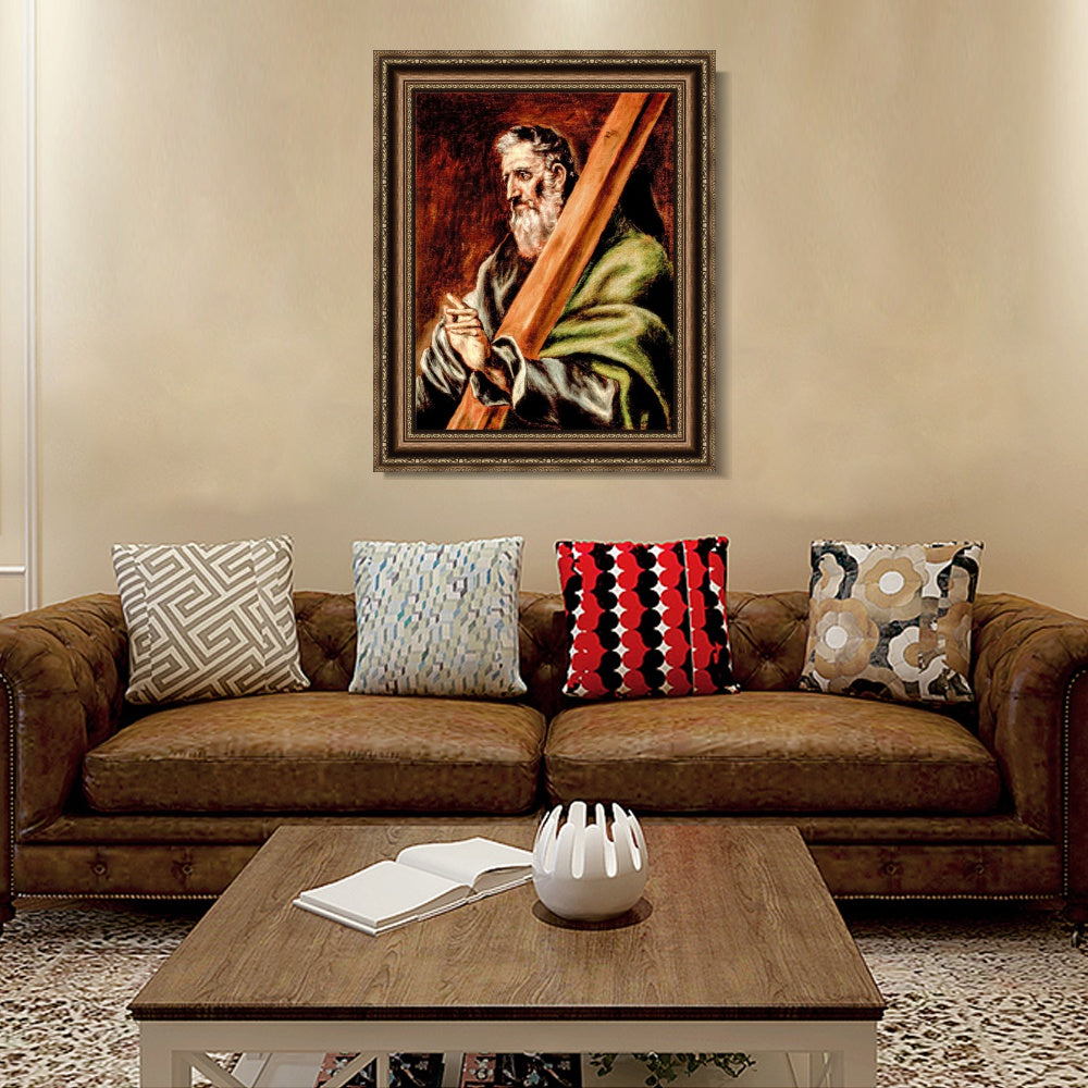 INVIN ART Framed Canvas Art Giclee Print Apostle St Andrew,1610 by El Greco Wall Art