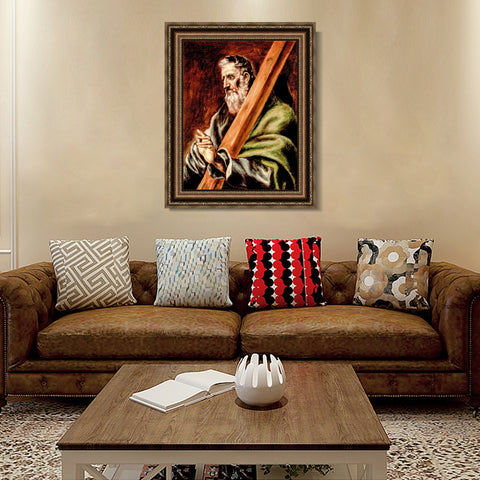 INVIN ART Framed Canvas Art Giclee Print Apostle St Andrew,1610 by El Greco Wall Art Living Room Home Office Decorations