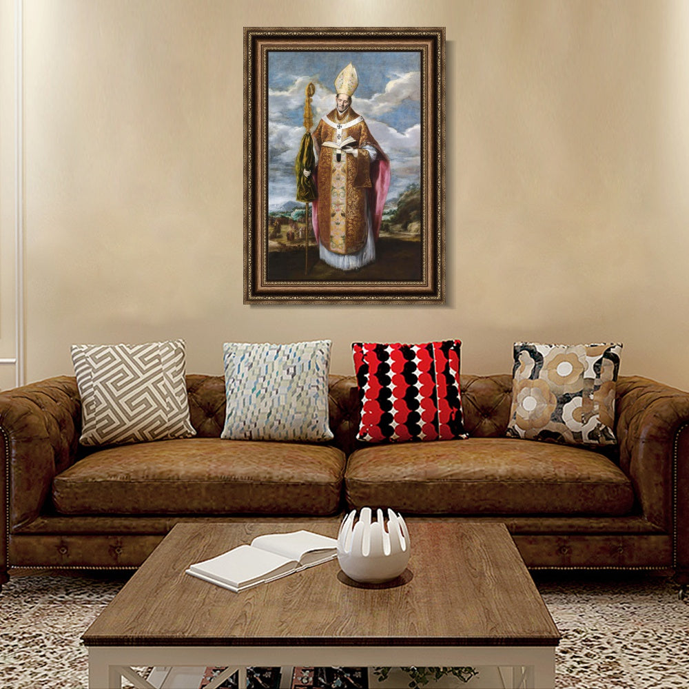 INVIN ART Framed Canvas Art Giclee Print St. Ildefonso by El Greco Wall Art