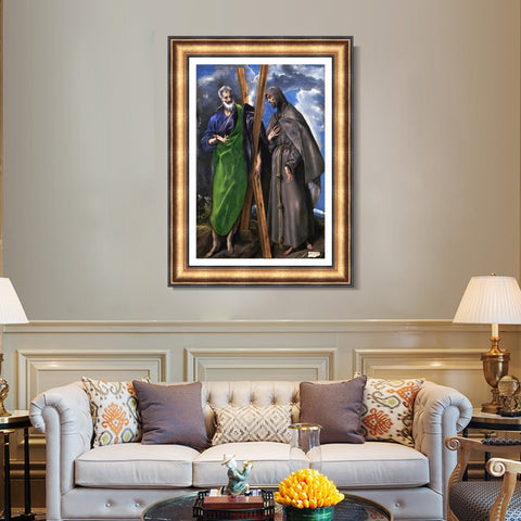 INVIN ART Framed Canvas Art Giclee Print San Andres Y San Francisco by El Greco Wall Art Living Room Home Office Decorations