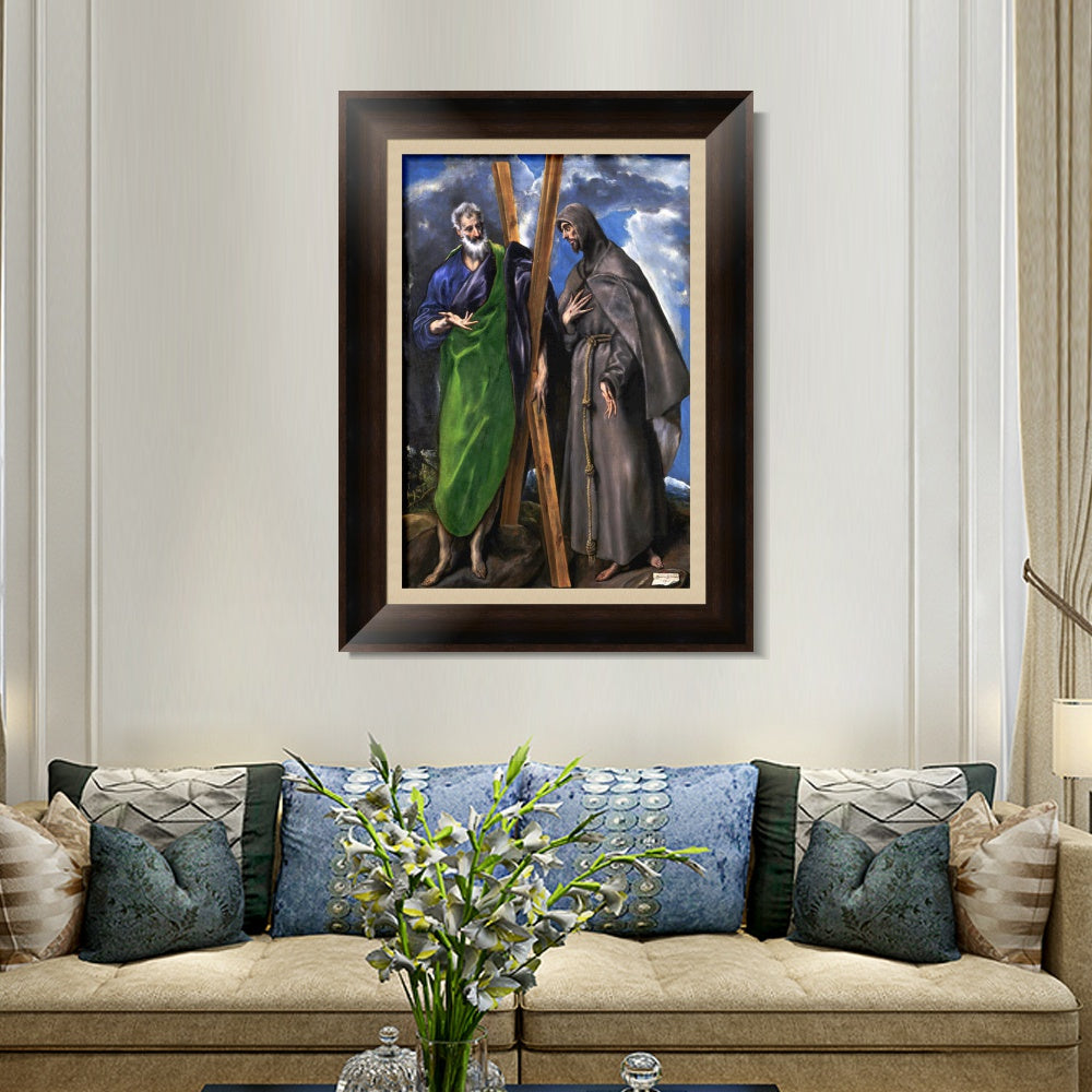 INVIN ART Framed Canvas Art Giclee Print San Andres Y San Francisco by El Greco Wall Art