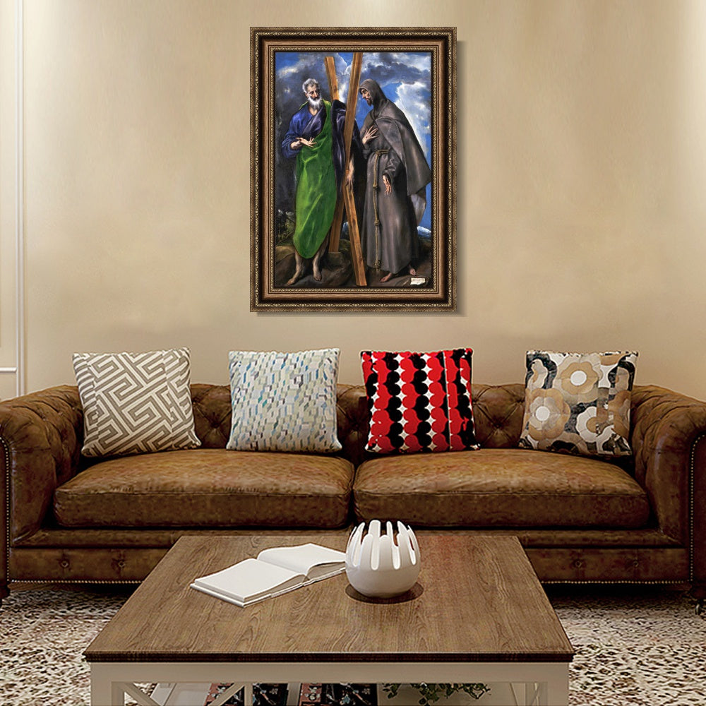 INVIN ART Framed Canvas Art Giclee Print San Andres Y San Francisco by El Greco Wall Art