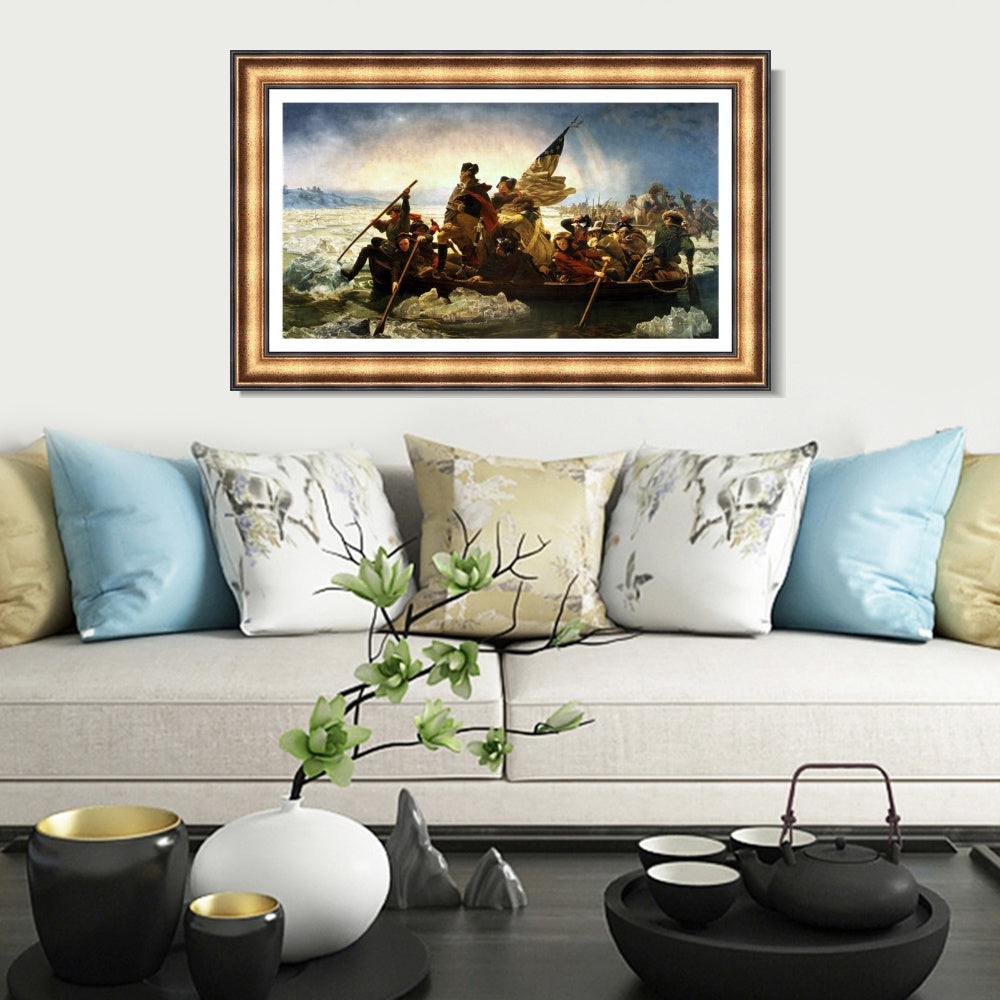 INVIN ART Framed Canvas Art Giclee Print Washington Crossing the Delaware,1851 by Emanuel Leutze Wall Art
