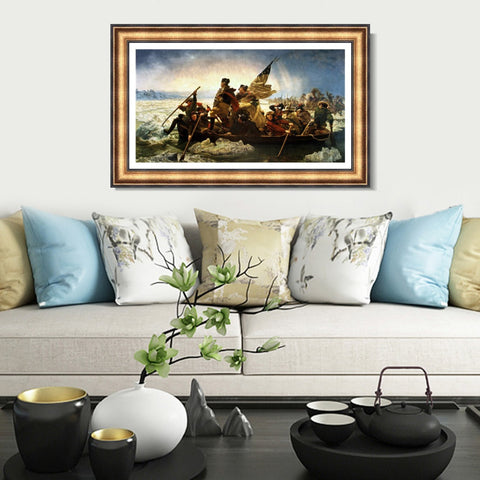 INVIN ART Framed Canvas Art Giclee Print Washington Crossing the Delaware,1851 by Emanuel Leutze Wall Art Living Room Home Office Decorations