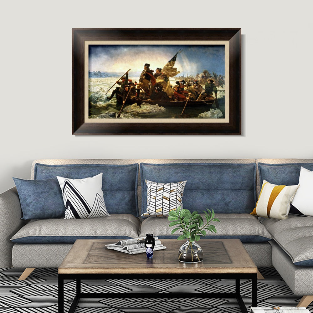 INVIN ART Framed Canvas Art Giclee Print Washington Crossing the Delaware,1851 by Emanuel Leutze Wall Art