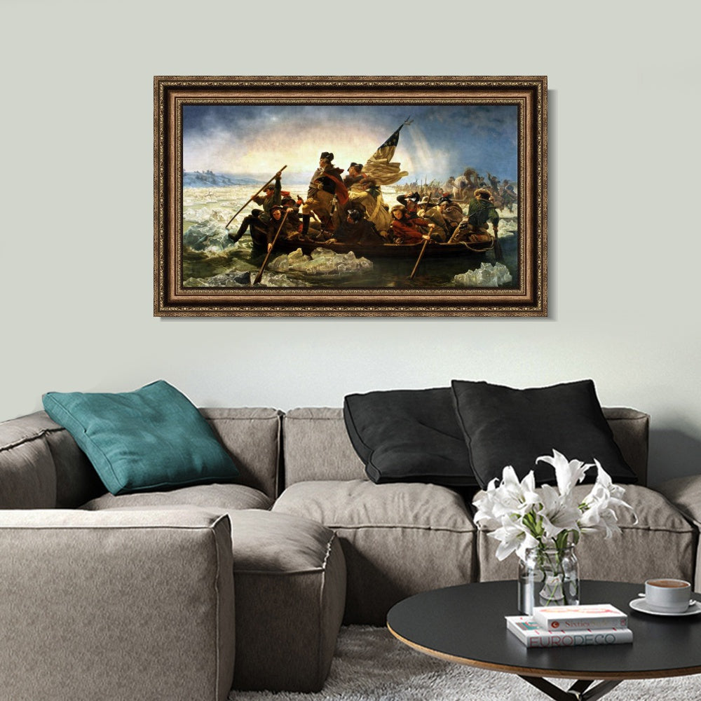 INVIN ART Framed Canvas Art Giclee Print Washington Crossing the Delaware,1851 by Emanuel Leutze Wall Art