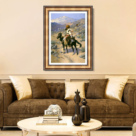 INVIN ART Framed Canvas Art Giclee Print An Indian Trapper,1889 by Frederic Remington Wall Art Living Room Home Office Decorations