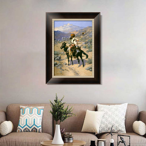 INVIN ART Framed Canvas Art Giclee Print An Indian Trapper,1889 by Frederic Remington Wall Art Living Room Home Office Decorations