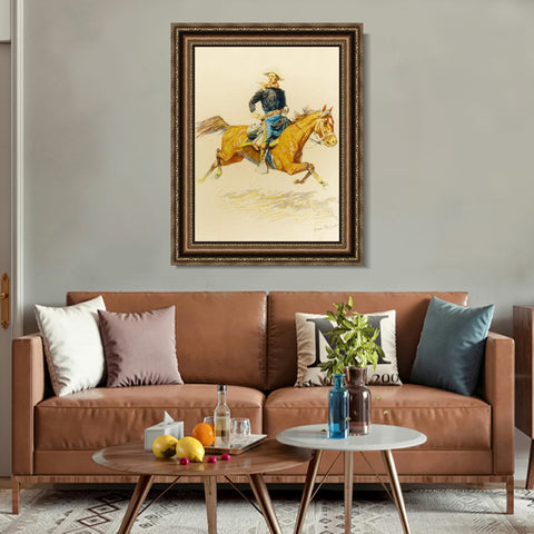 INVIN ART Framed Canvas Art Giclee Print A BUNCH OF BUCKSKINS by Frederic Remington Wall Art Living Room Home Office Decorations