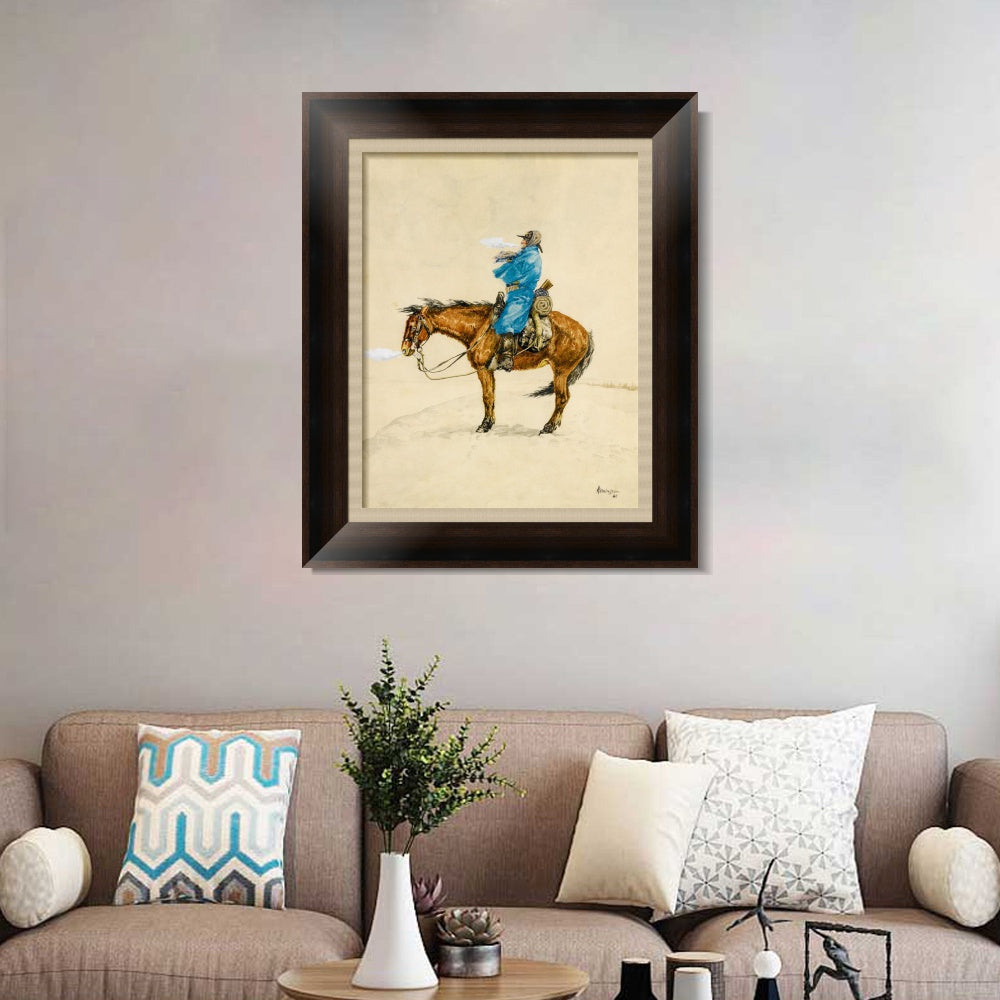 INVIN ART Framed Canvas Art Giclee Print COLD DAY ON PICKET by Frederic Remington Wall Art