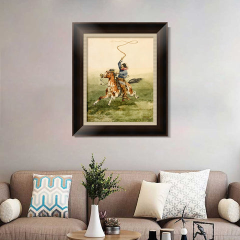 INVIN ART Framed Canvas Art Giclee Print HEADING THE DROVE by Frederic Remington Wall Art Living Room Home Office Decorations