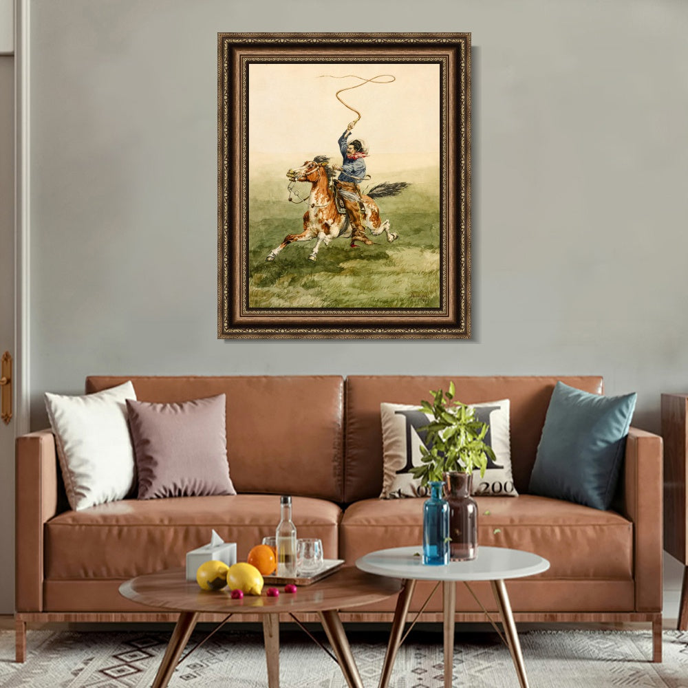 INVIN ART Framed Canvas Art Giclee Print HEADING THE DROVE by Frederic Remington Wall Art