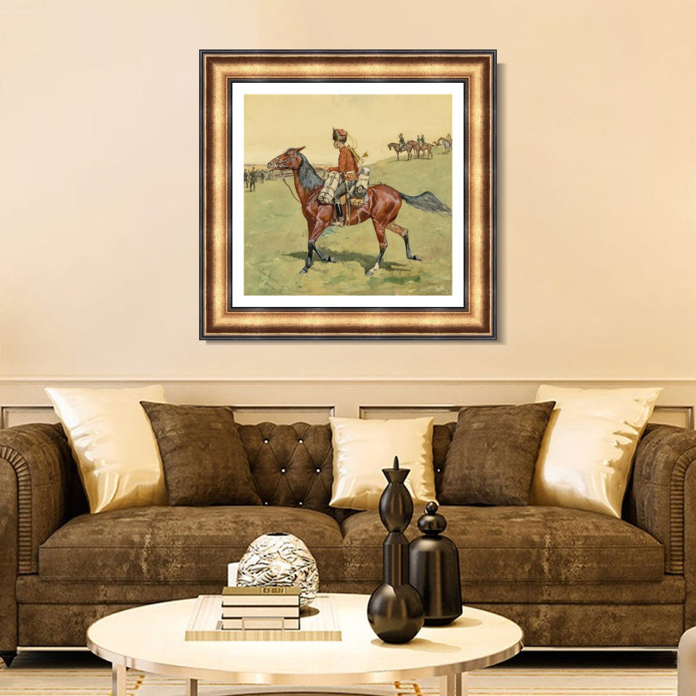 INVIN ART Framed Canvas Art Giclee Print HUSSAR, RUSSIAN GUARD CORPSE by Frederic Remington Wall Art