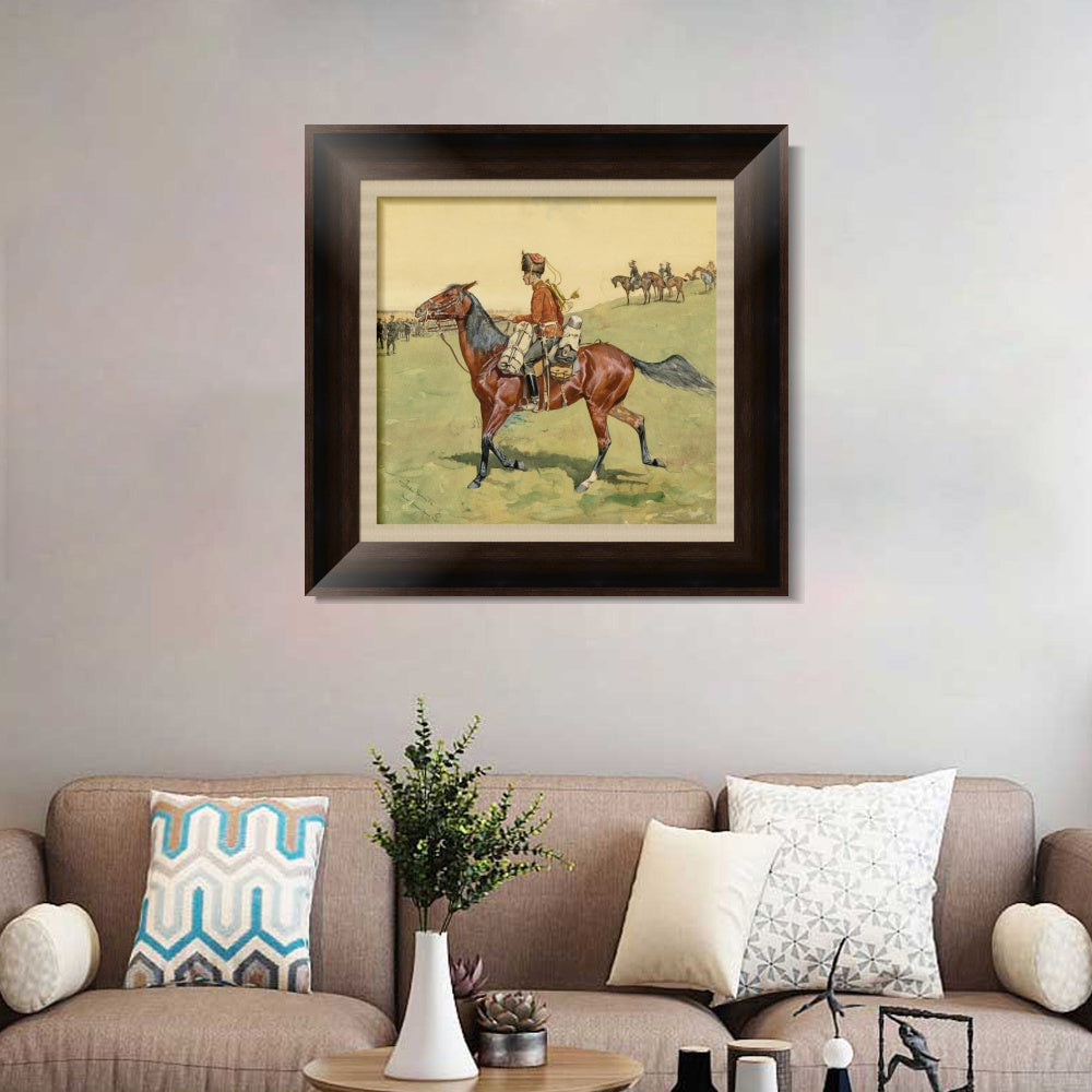 INVIN ART Framed Canvas Art Giclee Print HUSSAR, RUSSIAN GUARD CORPSE by Frederic Remington Wall Art