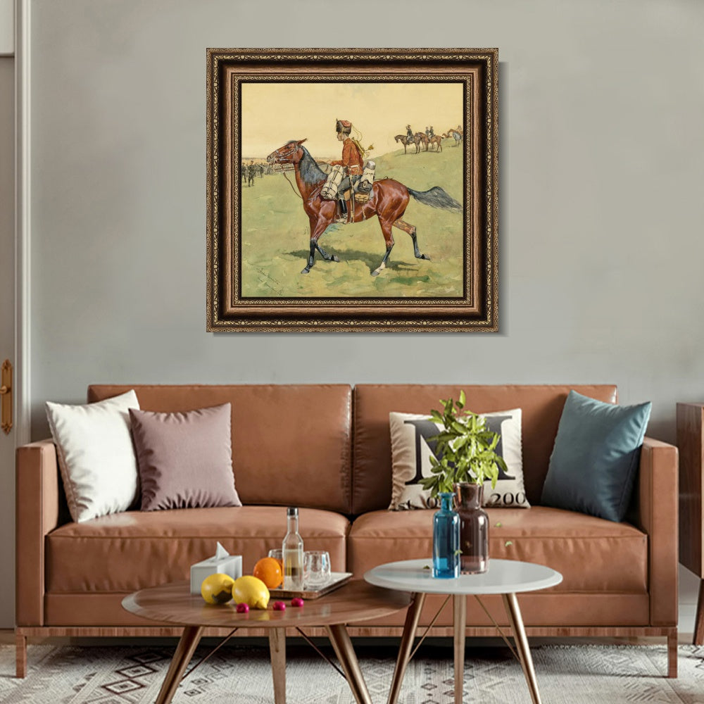 INVIN ART Framed Canvas Art Giclee Print HUSSAR, RUSSIAN GUARD CORPSE by Frederic Remington Wall Art