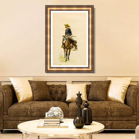 INVIN ART Framed Canvas Art Giclee Print SCOUT by Frederic Remington Wall Art Living Room Home Office Decorations
