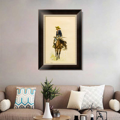 INVIN ART Framed Canvas Art Giclee Print SCOUT by Frederic Remington Wall Art Living Room Home Office Decorations
