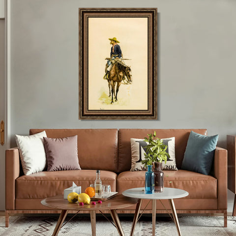 INVIN ART Framed Canvas Art Giclee Print SCOUT by Frederic Remington Wall Art Living Room Home Office Decorations