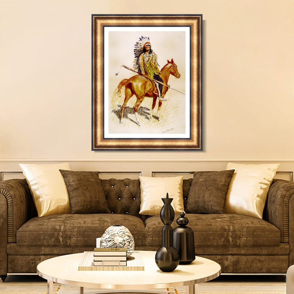 INVIN ART Framed Canvas Art Giclee Print A Sioux Chief by Frederic Remington Wall Art