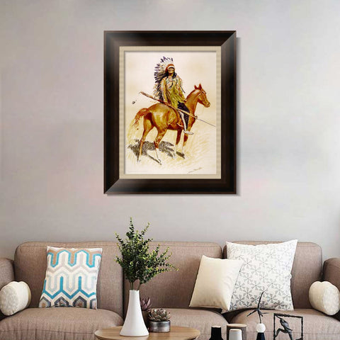 INVIN ART Framed Canvas Art Giclee Print A Sioux Chief by Frederic Remington Wall Art Living Room Home Office Decorations