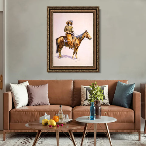 INVIN ART Framed Canvas Art Giclee Print Arizona cow boy original by Frederic Remington Wall Art Living Room Home Office Decorations